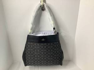 Coach F57612 Outline Signature Lexy Shoulder Bag Black Smoke