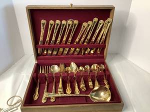 Gold Plated Rogers Flatware Set
