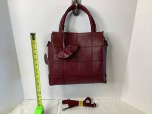 Womens Burgandy - All Leather, Purse, Handbag - 2 Sets of Straps Included