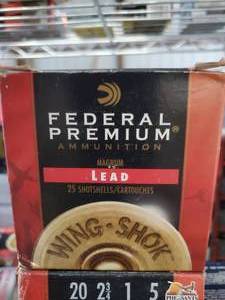 Federal Premium 20 GA  3  # 5 Shot Wing- Shok Lead