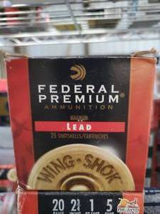 Federal Premium 20 GA  3  # 5 Shot Wing- Shok Lead