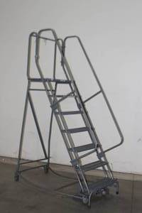 lot 1 image: Cotterman Rolling Metal Warehouse Ladder  Industrial Steps - 7 Steps