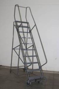 lot 3 image: Cotterman Rolling Metal Warehouse Ladder  Industrial Steps - 10 Steps