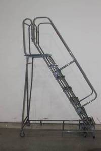 lot 5 image: Uline Rolling Metal Warehouse Ladder  Industrial Steps - 7 Steps