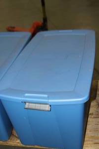 lot 27 image: Large Plastic Tote of Miscellaneous Tools & Hardware - Lots of Storage Cases  Organizers
