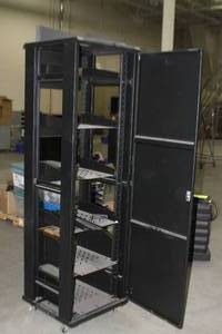 lot 54 image: Professional  Commercial Audio  Video  Computer Equipment Rack - 40 Rack Units on Heavy Duty Casters