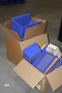 lot 57 image: Lot of Various Size Plastic Storage Bins & Organizers