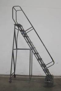 lot 60 image: Cotterman Rolling Metal Warehouse Ladder  Industrial Steps - 10 Steps