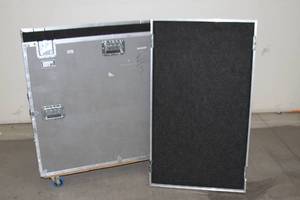 lot 61 image: Foam-Lined Large Transport  Shipping  Travel Case with Heavy Duty Casters and Removeable Top  Lid