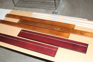 lot 114 image: Lot of 5 - Wall Mounted Wood Shelving Units  Shelves