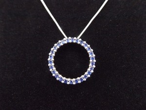 .925 Sterling Silver Sapphire Crystal Hoop Pendant Necklace