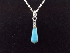 .925 Sterling Silver Inlayed Larimar Pendant Necklace