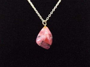 .925 Sterling Silver Raspberry Rhodonite Pendant Necklace