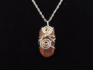 .925 Sterling Silver Amber Nugget Pendant Necklace