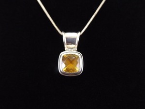 .925 Sterling Silver Faceted Citrine Pendant Necklace