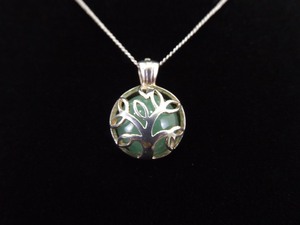 .925 Sterling Silver Changeable Multi Stone Jade, Onyx, etc. Pendant Necklace