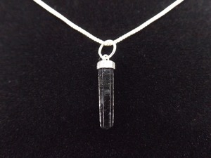 .925 Sterling Silver Black Tourmaline Healing Crystal Pendant Necklace