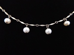 .925 Sterling Silver Genuine Pearl Dangles Necklace