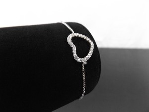 .925 Sterling Silver Adjustable Crystal Heart Bracelet