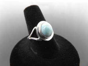 .925 Sterling Silver Larimar Cabochon Ring Size 9