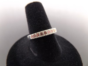 .925 Sterling Silver Pink Sapphire Crystal Ring Size 8