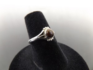.925 Sterling Silver Amber Cabochon Ring Size 6