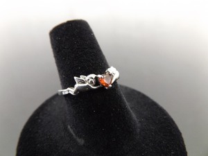 .925 Sterling Silver Citrine Cherub Heart Ring Size 7