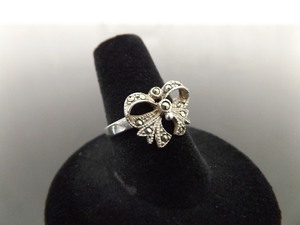 .925 Sterling Silver Art Nouveau Bow Ring Size 7