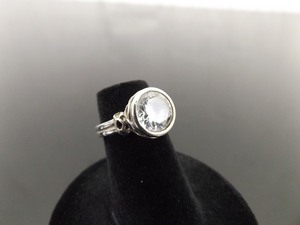 .925 Sterling Silver Embedded Zirconia Solitaire Ring Size 3.5