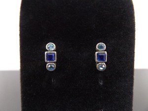 .925 Sterling Silver Tanzanite and Topaz Post Earrings