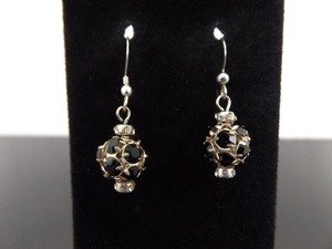 .925 Sterling Silver Black Onyx Ball Hook Dangle Earrings