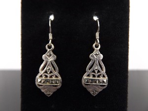 .925 Sterling Silver Art Nouveau Dangle Hook Earrings