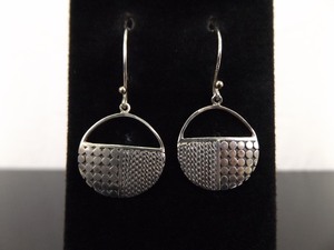 .925 Sterling Silver Basket Dangle Hook Earrings