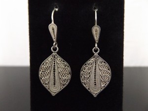 .925 Sterling Silver Filigree Dangle Hook Earrings