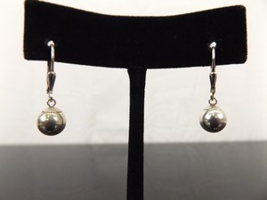 .925 Sterling Silver Ball Dangle Hook Clasp Earrings
