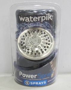 lot 438 image: Waterpik 5-Spray 3.8 in. Single Wall Mount Low Flow Fixed Shower Head in Brushed Nickel