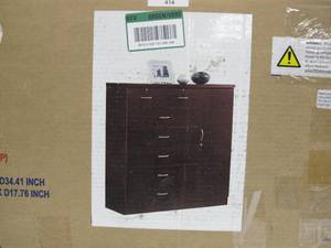 lot 414 image: Hodedah Imports Red Mahogany Bedroom Dresser Chest Cabinet