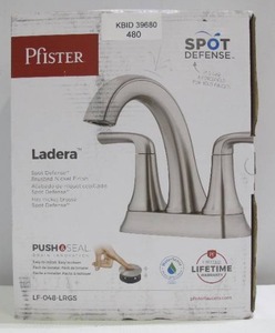 lot 480 image: Pfister Ladera 4 in. Centerset 2-Handle Bathroom Faucet in Spot Defense Brushed Nickel
