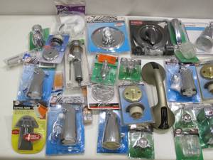 lot 411 image: Box Lot of Faucet Sink and Drain Parts - Delta, DANCO, Everbilt, Glacier Bay