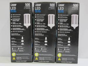 lot 510 image: 3-Pack Feit Electric 500-Watt Equivalent Corn Cob LED High Lumen Daylight (5000K) HID Utility LED Light Bulb