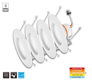 lot 513 image: 3 Boxes Commercial Electric  56 in. Color Temperature Selectable Integrated LED Recessed Trim (12 pieces in 3 boxes)