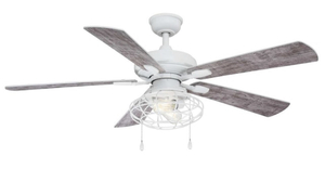 lot 31 image: HOME DECORATORS COLLECTION Ellard 52 in. LED Matte White Ceiling Fan with Light Kit