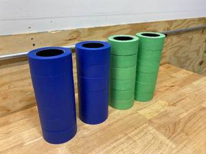 lot 85 image: Unbranded Lot of 24 Rolls of Painters Tape (12 Blue and 12 Green)