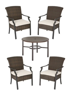 lot 15 image: HAMPTON BAY Harper Creek 5-Piece Brown Steel Outdoor Patio Dining Set (bare cushions)