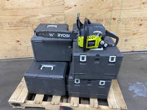 lot 114 image: RYOBI Lot of 11-  2-Cycle Gas Chainsaws