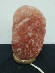 Salt Lamp with Wood Base