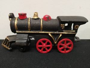 Vintage Cast Iron Train Engine and Car