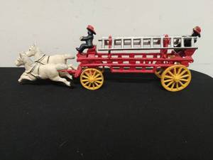 Vintage Cast Iron Fire Truck Wagon