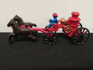 Vintage Cast Iron Fire Truck Wagon