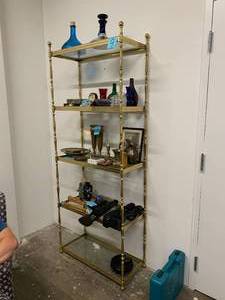 lot 9 image: Brass and Glass Shelf